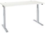 Schäfer Shop Select Schreibtisch ERGO-T 2.0, elektrisch höhenverstellbar, Rechteck, T-Fuß, B 1600 x T 800 x H 640-1300 mm, weiß/weißalu