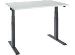Schäfer Shop Select Schreibtisch ERGO-T 2.0, elektrisch höhenverstellbar, Rechteck, T-Fuß, B 1200 x T 800 x H 640-1300 mm, lichtgrau/anthrazit