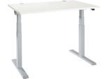 Schäfer Shop Select Schreibtisch ERGO-T 2.0, elektrisch höhenverstellbar, Rechteck, T-Fuß, B 1200 x T 800 x H 640-1300 mm, weiß/weißalu