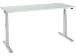 Schäfer Shop Select Schreibtisch ERGO-T 2.0, elektrisch höhenverstellbar, Rechteck, T-Fuß, B 1800 x T 800 x H 640-1300 mm, lichtgrau/weißalu
