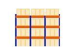 Schulte Palettenregal, Grundregal, B 8444 x T 1100 x H 3000 mm, 4 Ebenen, Palettengewicht bis 1000 kg, Feldlast 9000 kg, blau/orange