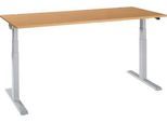 Schäfer Shop Select Schreibtisch ERGO-T 2.0, elektrisch höhenverstellbar, Rechteck, T-Fuß, B 1800 x T 800 x H 640-1300 mm, Buche/weißalu