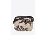 Wittchen Dames crossbody tas van jacquard en eco-leer, crème en zwart