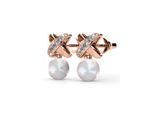 Chris Perlenohrringe - Rose Gold und Kristall