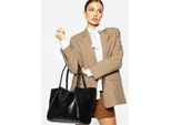 Wittchen Dames shopper met bontinzetstukken, zwart, eco-leer