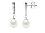 Ohrringe Hängeohrringe Süßwasserperlen 6-7mm Weiß Birnen Schmuck 925