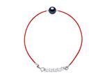 DIADEMA - Armband - Rotes Nylon - Süßwasserperle - Schwarzer Tahiti