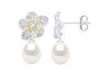 Ohrringe - Schmuck Silber - Echte Süßwasser-Zuchtperlen Birne 9-10 mm