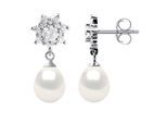 Ohrringe Hängeohrringe Süßwasserperlen 7-8mm Weiß Birnen Schmuck 925