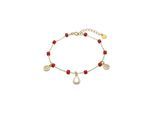 Luxenter Armband aus 925er Sterlingsilber mit rotem Kristall, 18 Karat Gelbgold-Finish – Kirrio
