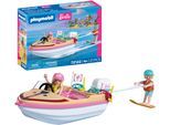 Konstruktions-Spielset PLAYMOBIL "PLAYMOBIL x Barbie™ Abenteuerboot (72122), Barbie™", bunt, Spielbausteine, Kinder, Kunststoff, Konstruktions-Spielset, Made in Europe
