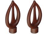 Gardinenstangen-Endstück LIEDECO "Flamme", braun (rostbraun), H:5,8cm L:9,4cm Ø:1,6cm, Gardinenstangenendstücke, Gardinenstangen-Endstück, für Gardinenstangen Ø 16 mm