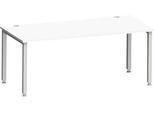 Schreibtisch MODENA FLEX, Rechteck, 4-Fuß Quadratrohr, B 1800 x T 800 x H 720-820 mm, weiß/weißaluminium