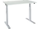 Schäfer Shop Select Schreibtisch ERGO-T 2.0, elektrisch höhenverstellbar, Rechteck, T-Fuß, B 1200 x T 800 x H 640-1300 mm, lichtgrau/weißalu
