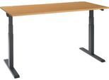 Schäfer Shop Select Schreibtisch ERGO-T 2.0, elektrisch höhenverstellbar, Rechteck, T-Fuß, B 1600 x T 800 x H 640-1300 mm, Buche/anthrazit