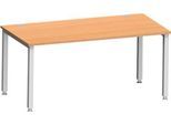 Schreibtisch MODENA FLEX, Rechteck, 4-Fuß Quadratrohr, B 1600 x T 800 x H 720-820 mm, Buche/weißaluminium