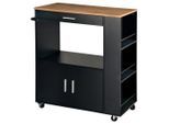 Kesper Servierwagen Kesper 2589213, Anthrazit, Eiche, Holz, Holzwerkstoff, Bambus, massiv, 1 Schublade(n) Schubladen, 40x88x75 cm, Stauraum, Flaschenfach, offenes Fach, Esszimmer, Barmöbel, Barwagen