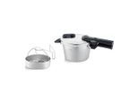 Fissler Schnellkochtopf Vitaquick® Premium satiniert, Silber, Edelstahl, Metall, 2.5 L, 16.5 cm, Druckregelventil, Sicherheitsventil, Kochen, Töpfe, Schnellkochtöpfe