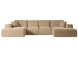 WOHNLANDSCHAFT SIERRA-U - 349x169x80 cm Beige Velours