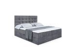 BOXBETT mit H3-Matratze und Lattenrost - BERO - 200x200 Dunkelgrau