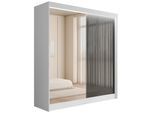 KLEIDERSCHRANK VESLI mit LED - 200 cm - Weiß|Grau