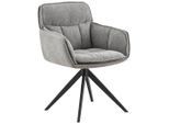 Hom`in Armlehnstuhl, Grau, Schwarz, Metall, Textil, Drehkreuz, 62x86x65 cm, Sitzfläche 360° drehbar, inklusive Armlehnen, Esszimmer, Stühle, Esszimmerstühle, Armlehnenstühle
