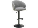 Mid.you Barhocker, Grau, Schwarz, Metall, Textil, rund, 54x91-112x52 cm, Esszimmer, Barmöbel, Barhocker