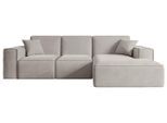 ECKSOFA Ottomane Rechts SERRA-L - 266x169x80 cm Hellbraun Velours