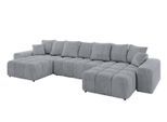 WOHNLANDSCHAFT ENIL-U 401x189x68 Hellgrau Velours