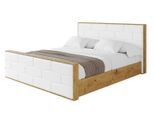 POLSTERBETT mit Bettkasten, Fußteil und Lattenrost, Boxbett mit Matratze H3/H4 - ENZO8-Z 180x200 Weiß Kunstleder