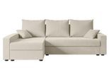 ECKSOFA mit Schlaffunktion und Bettkasten ALESIA-L 231x140x90 cm Beige Velours