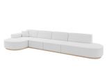 ECKSOFA Ottomane Links MARI-L3-v1 - 413x171x83 cm Weiß Bouclé