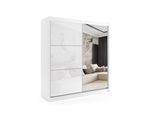 KLEIDERSCHRANK mit Spiegel-Schiebetüren und Aluminium-Leisten - VIVONA - 200 cm Weiß