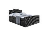BOXSPRINGBETT VILA-1-Z KING - 120x200 - H3/H4 - Schwarz Hochglanz