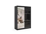 KLEIDERSCHRANK mit Spiegel-Schiebetüren und Aluminium-Leisten - VIVI - 120 cm Schwarz
