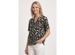 Shirtbluse STREET ONE, Damen, Gr. 34, schwarz, Stoff, 100% Viskose, geblümt, normal normal, Rundhals, abgesteppt, Blusen, aus softer Viskose