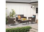 Gartenset Dunkelbraun/Beige, 4-teilig