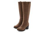 Weitschaftstiefel LASCANA, Damen, Gr. 40, XL-Schaft, braun, Obermaterial: 100% Lederimitat. Decksohle: 100% Textilmaterial. Futter: 100% Textilmaterial. Laufsohle: 100% Synthetik, unifarben, Schuhe Reißverschlussstiefel Weitschaftstiefel, Stiefel, Stiefelette, langer Stiefel, Blockabsatz, Cowboy Stil VEGAN