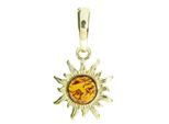 Kettenanhänger OSTSEE-SCHMUCK "Ostsee-Schmuck Anhänger Sonne 14 mm Anhänger Sonne 14 mm", gelb, Schmuckanhänger, Damen, 24x14mm, Silber 925 (Sterlingsilber), 1,5 g, Kettenanhänger