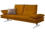 2-Sitzer W.SCHILLIG "broadway, Designsofa mit tollem Sitzkomfort, Breite 216cm", gelb (brandy s37), B:216cm H:94cm T:96cm, Stoff S37 (100% Polyester): Luxus-Microfaser in Lederoptik, Sofas, Sitztiefenverstellung, Kopfteil- & Seitenteilverstellung, Breite 216cm