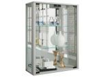Mid.you , Silberfarben , Holz, Glas , Buche , Holzoptik , 2 Fächer , 60x80x25 cm , stehend, hängend ,