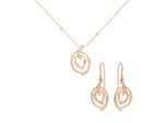 Orphelia 'Celine' Dames 925 Sterling Zilveren Set: Ketting-Hanger + Oorbellen - Roze SET-7114/RG