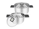 Topf-Set RESTO KITCHENWARE "ANSER mit klappbaren Griffen, im Geschenkkarton", silberfarben, Töpfe, für alle Herdarten geeignet, auch Induktion