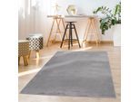 Hochflor-Teppich CARPET CITY "TOPIA 400", grau, B:200cm H:21mm L:290cm, Polyester, Teppiche, Kunstfell-Teppich mit Kaninchenfell-Optik, Haptik, Schlafzimmer
