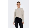 Strickpullover ONLY "ONLCAMILLA O-NECK L/S PULLOVER KNT", Damen, Gr. S, beige (pumice stone detail:melange), Strick, Obermaterial: 74% Polyacryl, 24% Polyester, 2% Elasthan, meliert, unifarben, regular fit normal, Rundhals, Rippbündchen, Pullover Strickpullover, Materialmix, regular fit