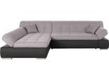 Ecksofa DOMO COLLECTION "MONA 297x173 cm, modern und komfortabel", schwarz (schwarz, grau), B:297cm H:80cm T:173cm, Struktur fein 100% Polyester;Chenilleoptik 100% Polyester;SOFTLUX/Struktur fein 100% Polyester, Sofas, Ecksofa, whlw. mit Bettfunktion, L-Form
