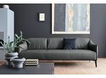 3-Sitzer W.SCHILLIG "sally Design-Sofa, Loungesofa, bequem, schmale Armlehnen, Breite 224cm", grau (graphit z59), B:224cm H:78cm T:84cm, Longlife Xtra-Leder Z59: Glattleder mit modischer Prägung. Hautstärke 0, 9 - 1, 1 mm., Sofas, mit Metall-Winkelfüßen in Schwarz pulverbeschichtet, Breite 224 cm