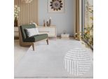 Teppich THE CARPET "Rio", weiß, B:200cm H:8mm L:280cm, Polyester, Teppiche, Teppich, weicher Wohnzimmer Teppich rutschfest 3D-Optik