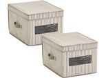 Aufbewahrungsbox ZELLER PRESENT "Stripes", beige (natur), Maße(B/T/H):(30/39,5/25)(B/T/H):(30/39,5/25), Vlies, Aufbewahrungsboxen, Aufbewahrungsbox, Vlies, beige
