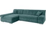 Ecksofa DOMO COLLECTION "MONA 297x173 cm, modern und komfortabel", blau (petrol), B:297cm H:80cm T:173cm, Struktur fein 100% Polyester;Chenilleoptik 100% Polyester;SOFTLUX/Struktur fein 100% Polyester, Sofas, Ecksofa, whlw. mit Bettfunktion, L-Form